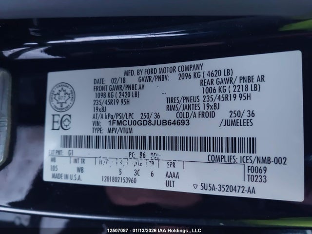 Ford ESCAPE SE 2018 1FMCU0GD8JUB64693 Image 18