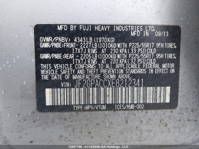 JF2GPACCXE8212341 Subaru Xv Crosstrek 2.0 Premium