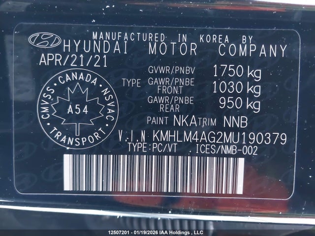 KMHLM4AG2MU190379 Hyundai Elantra Essential Ivt With Hyundai Smartsense Package