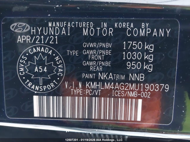 KMHLM4AG2MU190379 Hyundai Elantra Essential Ivt With Hyundai Smartsense Package