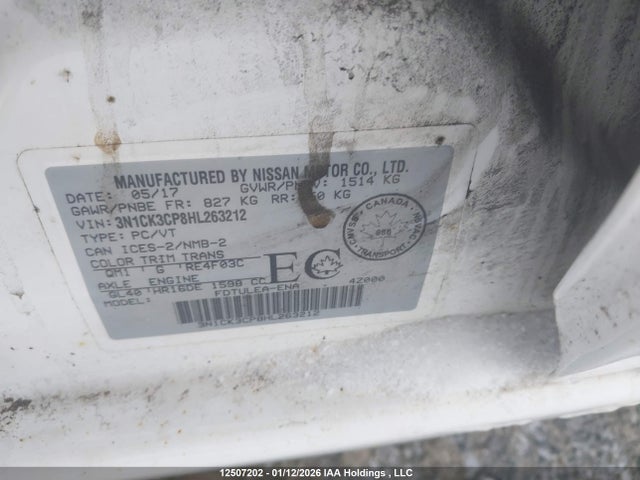 3N1CK3CP8HL263212 Nissan Micra