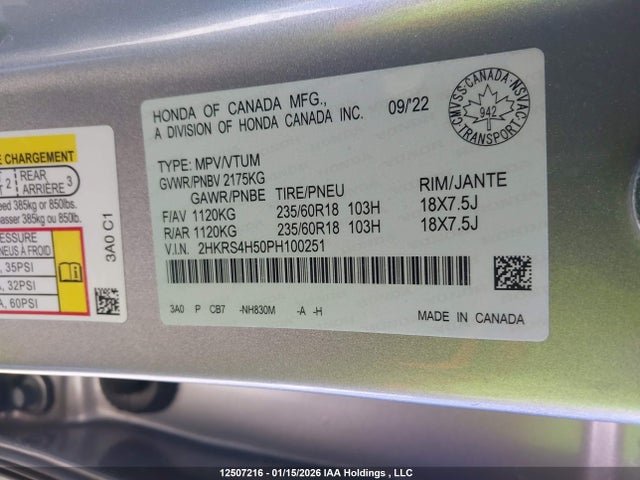 2HKRS4H50PH100251 Honda CR-V