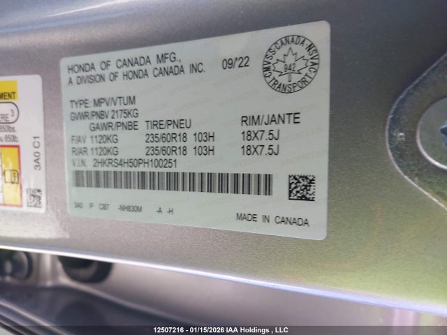 2HKRS4H50PH100251 Honda CR-V