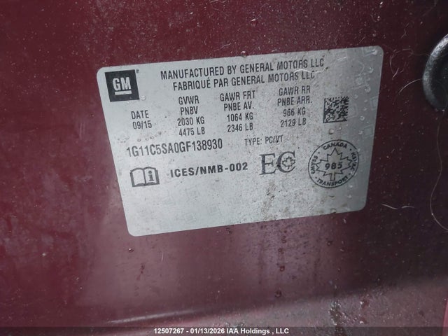 Chevrolet Malibu 2016 1G11C5SA0GF138930 Image 9