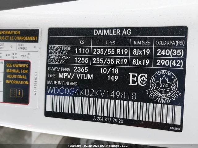 WDC0G4KB2KV149818 Mercedes-Benz Glc 300 4matic