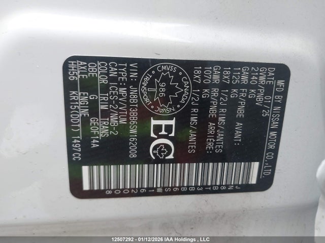 JN8BT3BB6SW162008 Nissan Rogue Sv/rc