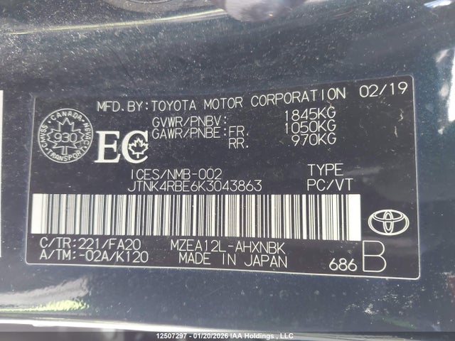 JTNK4RBE6K3043863 Toyota Corolla