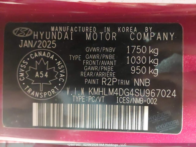 KMHLM4DG4SU967024 Hyundai Elantra Sel Sport