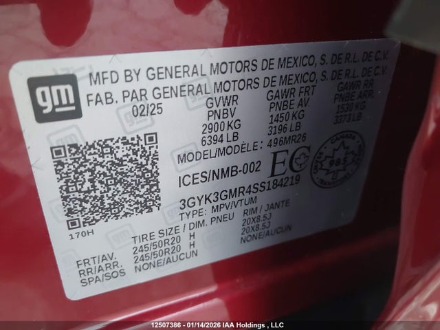 3GYK3GMR4SS184219 Cadillac Optiq Sport 2 Awd
