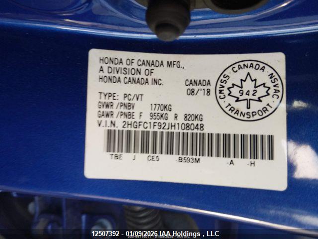 2HGFC1F92JH108048 Honda Civic Touring