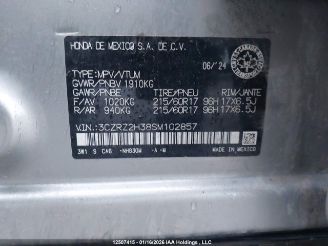 3CZRZ2H38SM102857 Honda HR-V LX