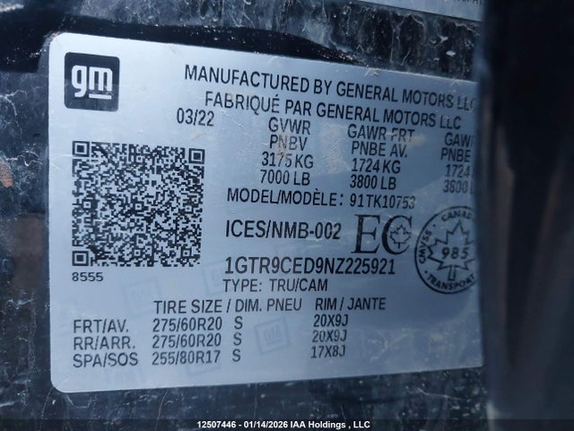 1GTR9CED9NZ225921 GMC Sierra 1500 Limited Elevation