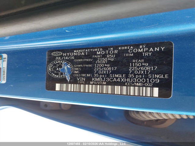 KM8J3CA4XHU300109 Hyundai TUCSON SE
