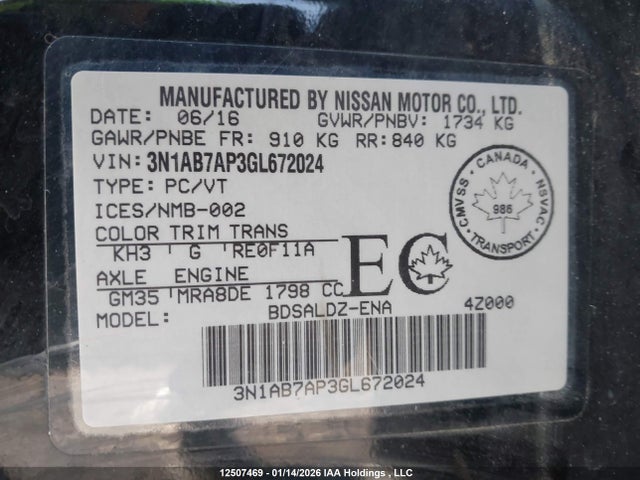 3N1AB7AP3GL672024 Nissan Sentra S/sv/sr/sl