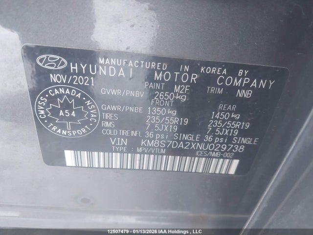 KM8S7DA2XNU029738 Hyundai Santa Fe Luxury Plug-in Hybrid Awd