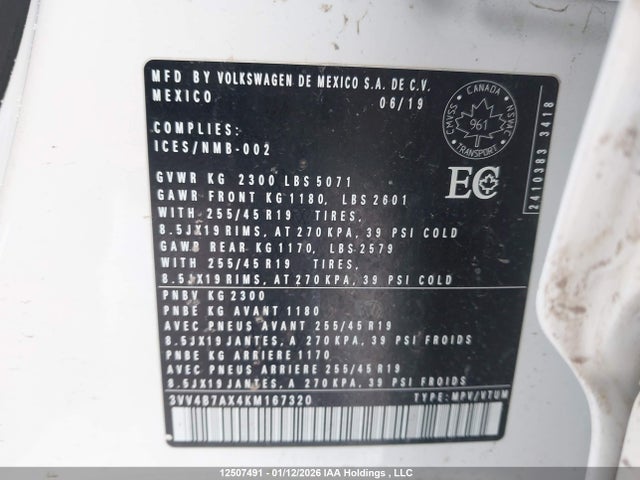Volkswagen Tiguan Highline 2019 3VV4B7AX4KM167320 Image 19