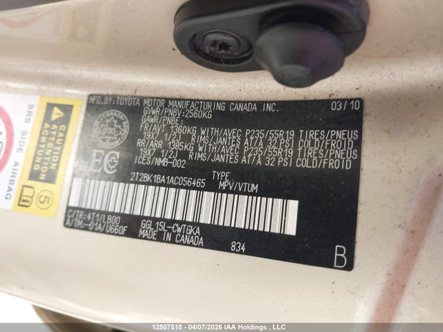 Продаж на аукціоні авто 2010 Lexus Rx 350, vin: 2T2BK1BA1AC056465, номер лоту: 12507518
