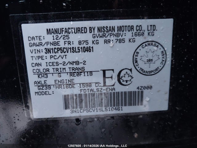 3N1CP5CV1SL510461 Nissan Kicks Play Sv