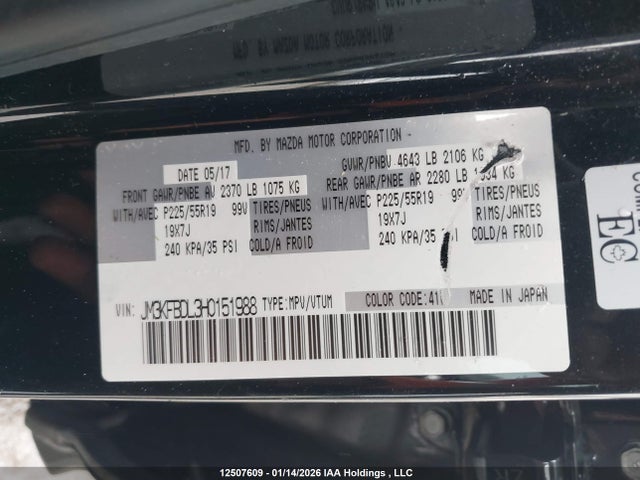 JM3KFBDL3H0151988 Mazda Cx -5 Gt 4dr Awd