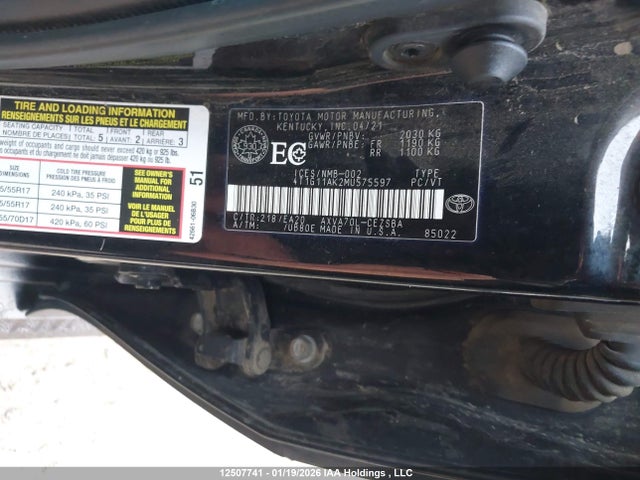 4T1G11AK2MU575597 Toyota Camry Se/se Night Shade