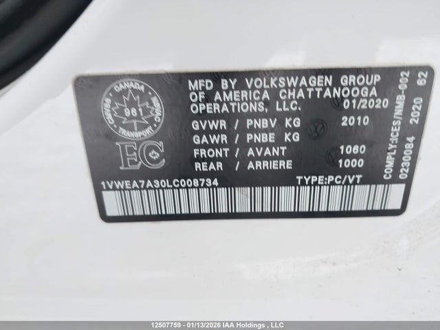1VWEA7A30LC008734 Volkswagen Passat Execline