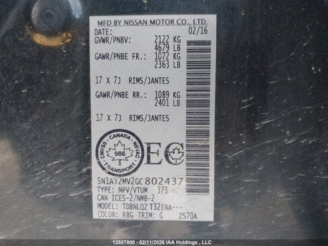 Продажа на аукционе авто 2016 Nissan Rogue S/sl/sv, vin: 5N1AT2MV2GC802437, номер лота: 12507808