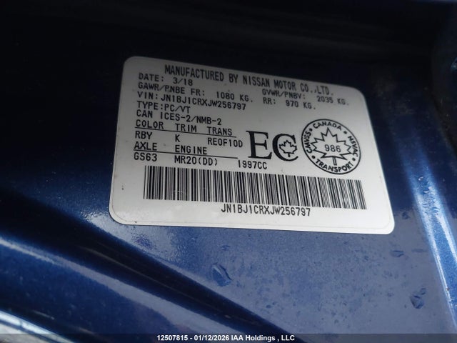 JN1BJ1CRXJW256797 Nissan Rogue Sport S/sv/sl