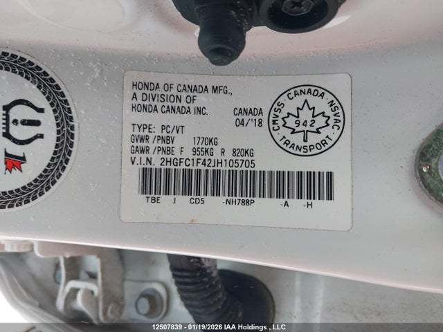 2HGFC1F42JH105705 Honda Civic Ex-t