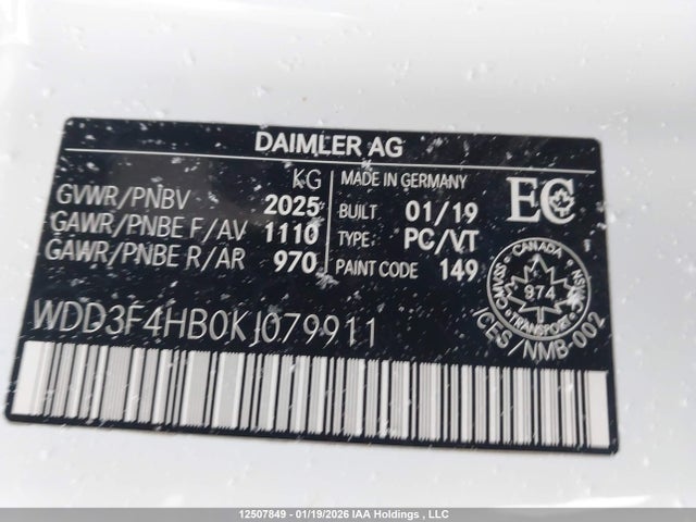 WDD3F4HB0KJ079911 Mercedes-Benz A 250 4matic