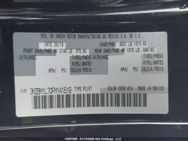 3MZBM1L70FM141519 Mazda MAZDA3
