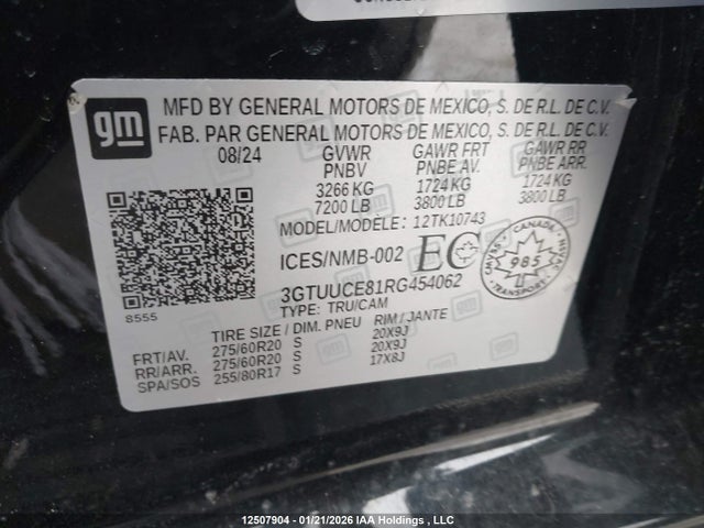 12507904 :رقم المزاد ، 3GTUUCE81RG454062 vin ، 2024 Gmc Sierra 1500 مزاد بيع