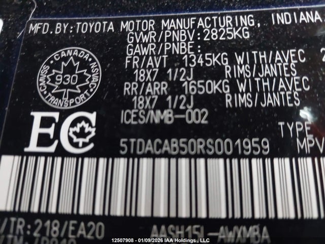Aukcja sprzedaży 2024 Toyota Grand Highlander Hybrid Xle, vin: 5TDACAB50RS001959, numer aukcji: 12507908