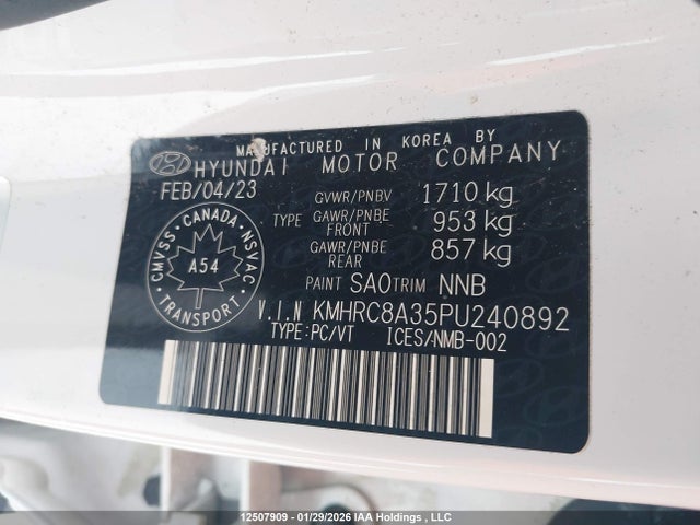 12507909 :رقم المزاد ، KMHRC8A35PU240892 vin ، 2023 Hyundai Venue Preferred With Two-tone Body Colour مزاد بيع