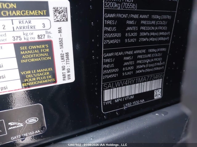 SALWV4RY1MA773466 Land Rover Range Rover Sport Autobiography