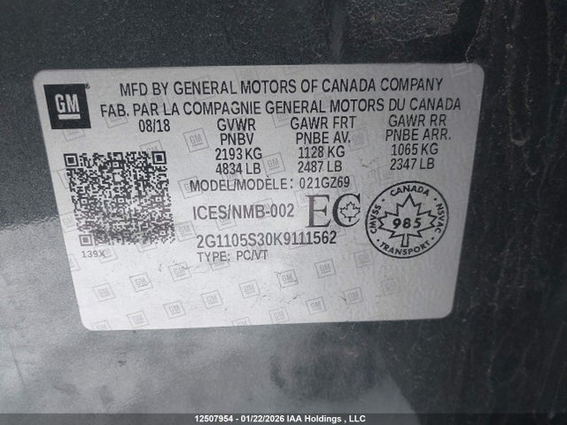 2G1105S30K9111562 Chevrolet Impala Premier