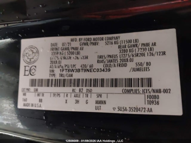 Продажа на аукционе авто 2022 Ford F-350 Platinum, vin: 1FT8W3BT9NEC03439, номер лота: 12508009