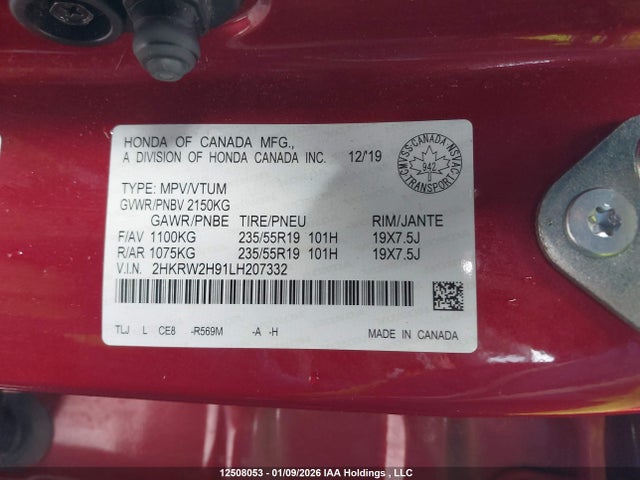 2HKRW2H91LH207332 Honda Cr-v Touring