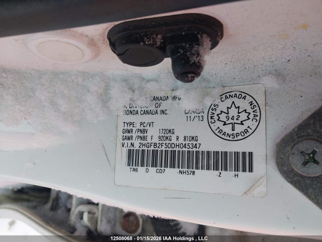 Aukcja sprzedaży 2013 Honda Civic Lx, vin: 2HGFB2F50DH045347, numer aukcji: 12508068
