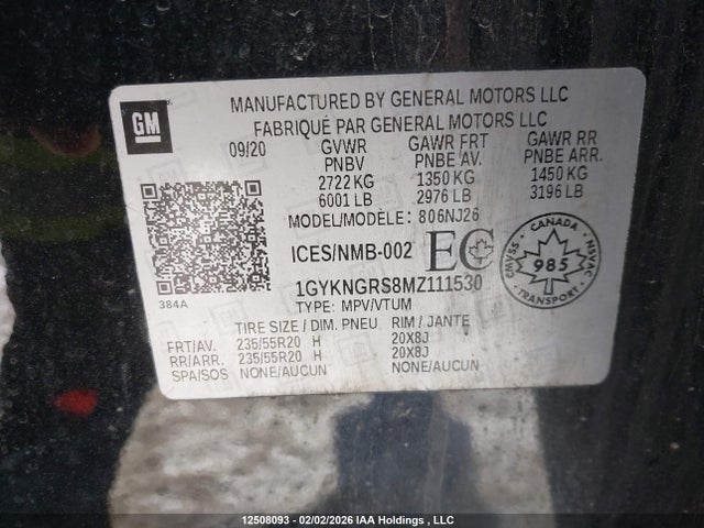 1GYKNGRS8MZ111530 Cadillac XT5