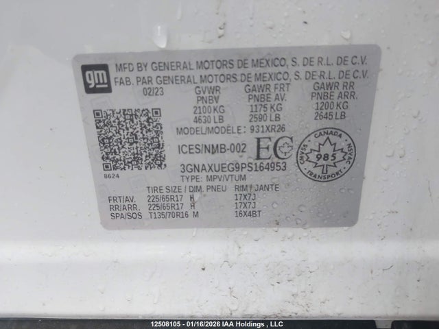 3GNAXUEG9PS164953 Chevrolet EQUINOX LT