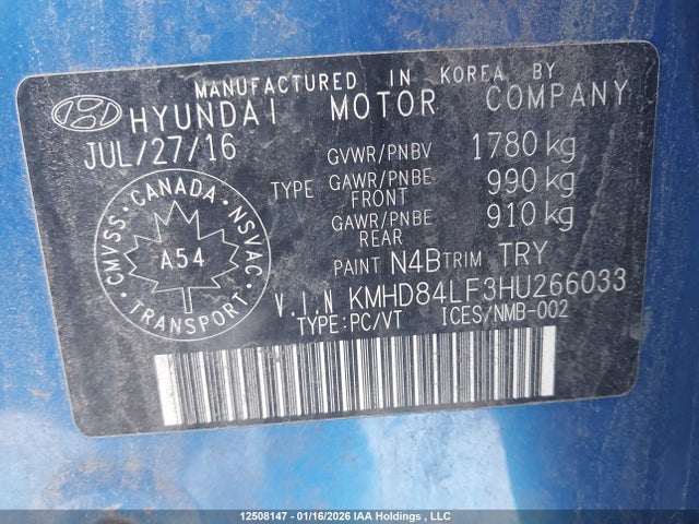 KMHD84LF3HU266033 Hyundai Elantra Gls