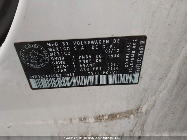 Продажа на аукционе авто 2012 Volkswagen Jetta Tdi, vin: 3VW3L7AJ9CM378952, номер лота: 12508177
