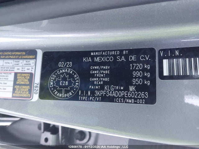 2023 Kia Forte Ex/ex Premium/ex+/gt-line მანქანა იყიდება აუქციონზე, vin: 3KPF34AD0PE602263, აუქციონის ნომერი: 12508178