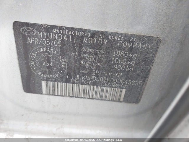 12508190 :رقم المزاد ، KMHDB85E09U043396 vin ، 2009 Hyundai Elantra Touring L/l Preferred مزاد بيع