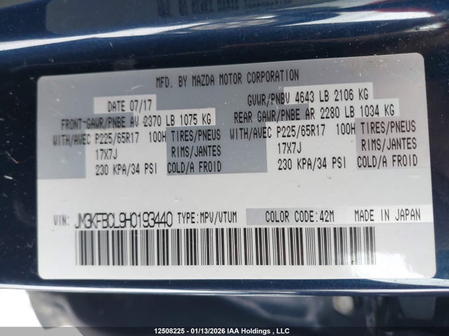 JM3KFBCL9H0193440 Mazda Cx-5 Touring