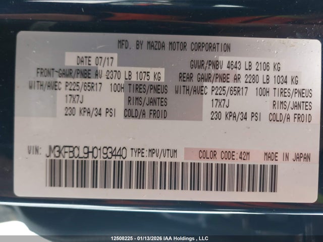 JM3KFBCL9H0193440 Mazda Cx-5 Touring