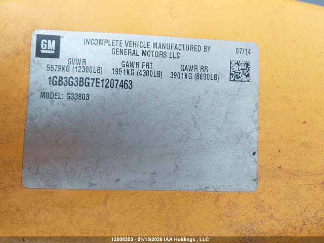 1GB3G3BG7E1207463 Chevrolet Express Cutaway 3500