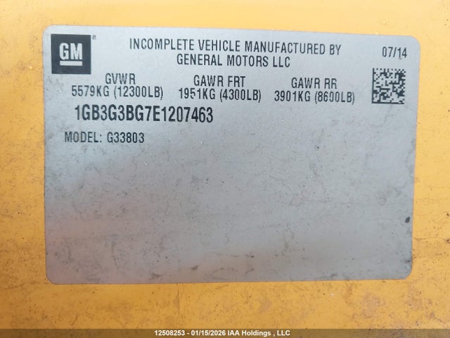 1GB3G3BG7E1207463 Chevrolet Express Cutaway 3500