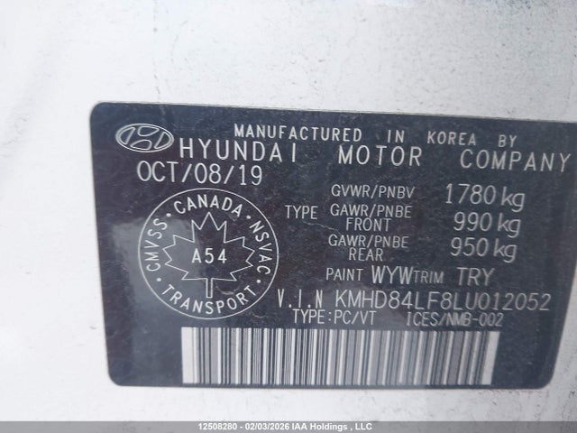 KMHD84LF8LU012052 Hyundai Elantra