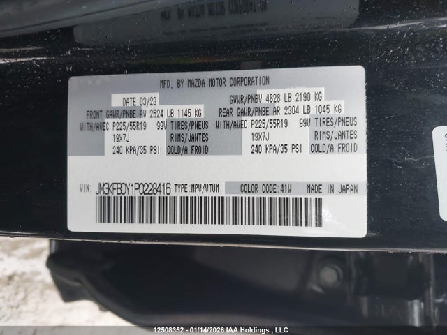 Aukcja sprzedaży 2023 Mazda Cx-5 Gt, vin: JM3KFBDY1P0228416, numer aukcji: 12508352